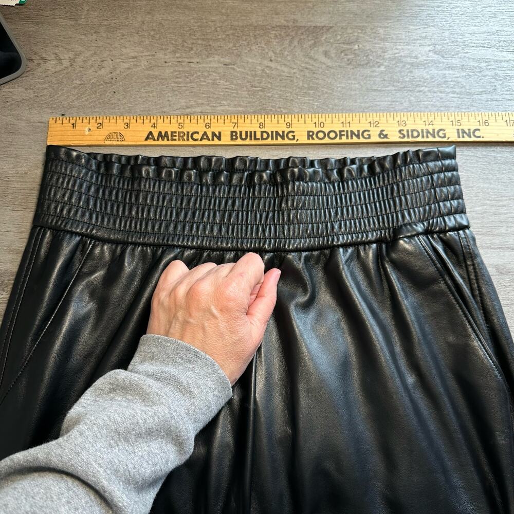 Joie Smocked Waist Faux Leather Pants Pull On Straight Leg MED - Picture 12 of 16